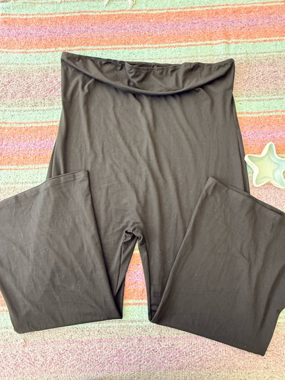 Black Strapless Jumpsuit Wide Leg Tube Top Pull On Stretchy Lounge 4XL